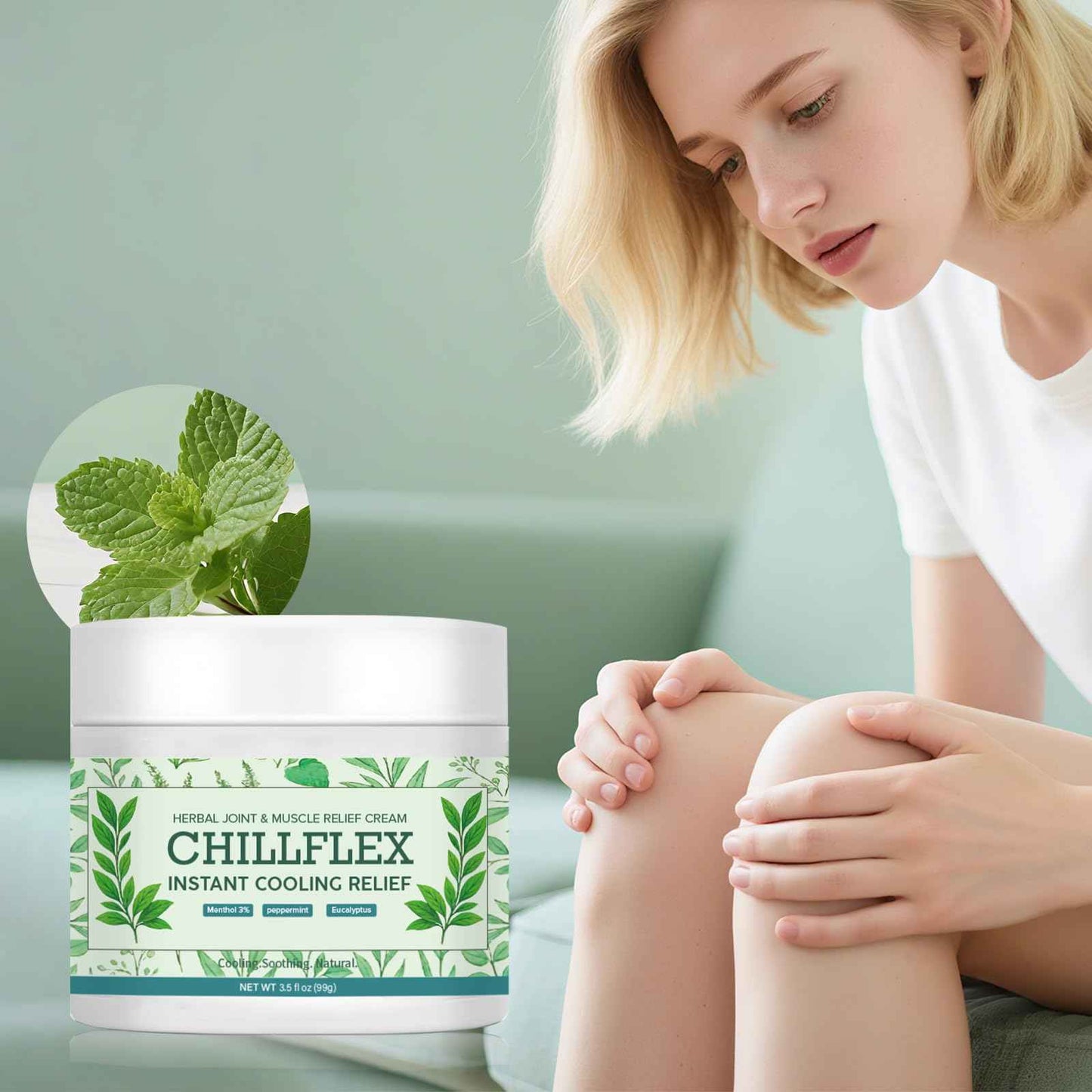 Chillflex Instant Cooling Relief Cream | Soothing Cooling Gel | 3% Extra-Strength Menthol Gel For Muscle | Post-Workout Recovery For Athletes & Runners | 3.52oz (1pc)