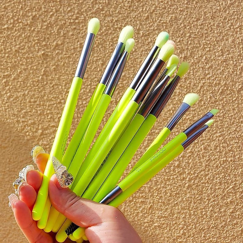 Docolor 15Pcs Eye Makeup Brushes Set - Premium Kabuki Foundation & Blending Brushes | Colorful Synthetic Makeup Tools