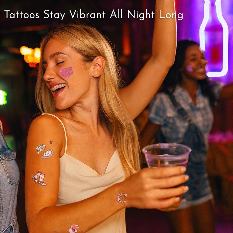 Bachelorette Party Temporary Tattoos: 60pcs Last Rodeo Western Style for Bride & Bridesmaids - Waterproof Glitter Stickers for Bach Party Decorations