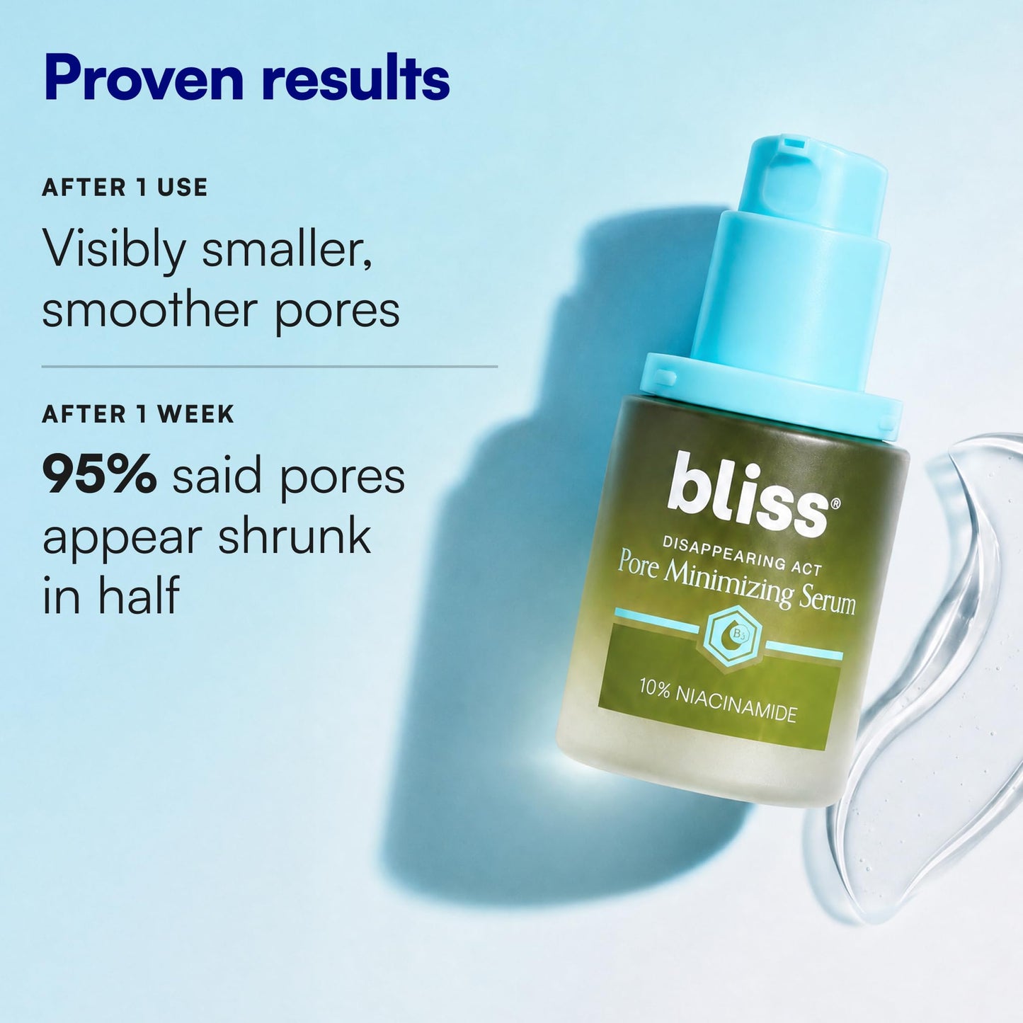 Bliss Disappearing Act Pore-Minimizing Serum – Niacinamide + Pore Vanish Complex with Green Tea – Refines Pores, Controls Oil & Targets Dark Spots for Smooth Glass Skin – 1 Fl Oz