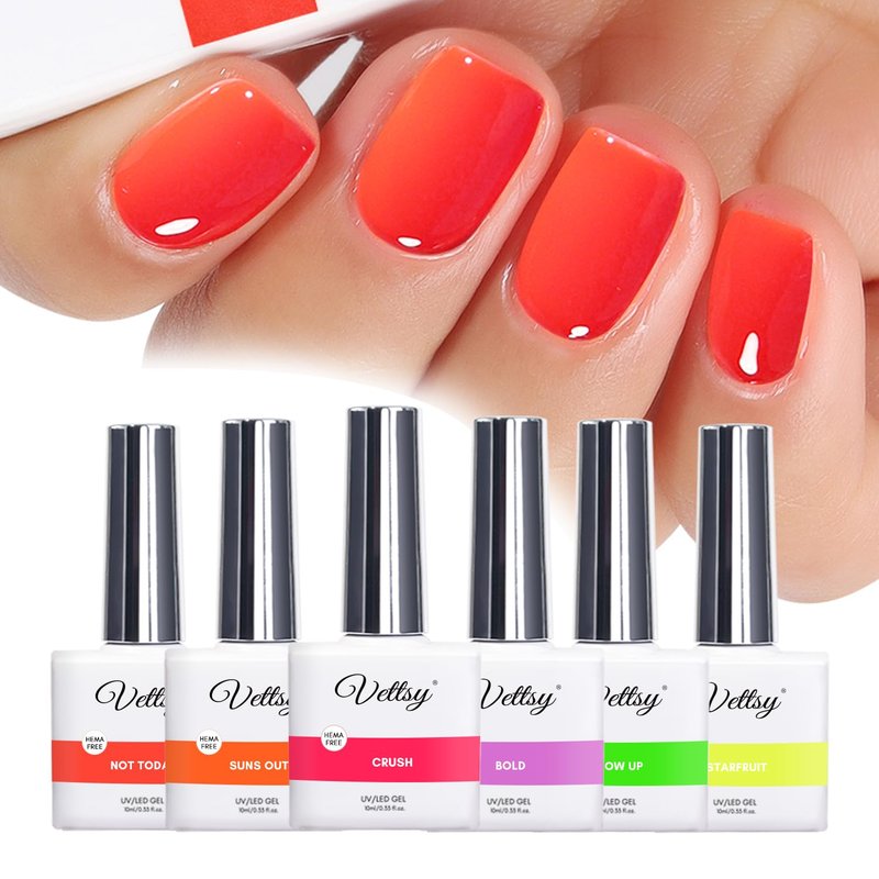 vettsy HEMA-Free Classic Jelly Gel Nail Polish Kit - 6 Translucent & Elegant Colors - Long-Lasting Soak-Off UV/LED Gel Polishes - Vegan, Cruelty-Free for Healthy, Glossy Nails