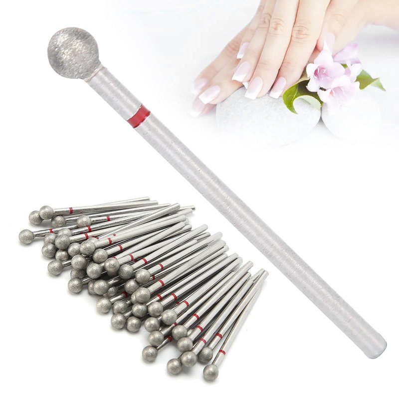 50pcs Nail Cutter Drill Bit for Manicure, Spherical Nail Drill Bits Nail File Bits for Gel Nails Cuticles Dead Skin Removal Nail Polishing Grinding Head Accessory Manicure Drill Set(5.0mm)