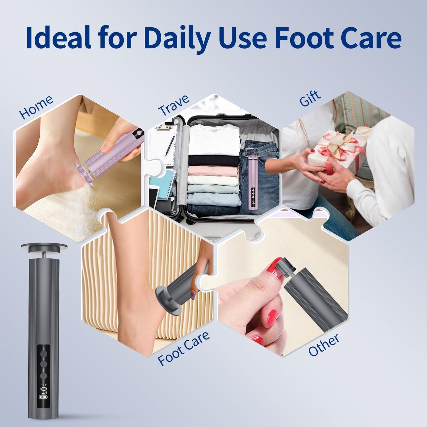 Tpyag Electric Feet Callus Remover, Foot Callus Remover, 9-Speed Adjustable Foot Grinding Tool, 2600mAh Battery, Includes 100 Sandpaper Sheets and Grinding Heads,Pedicure Tools for Dead Skin