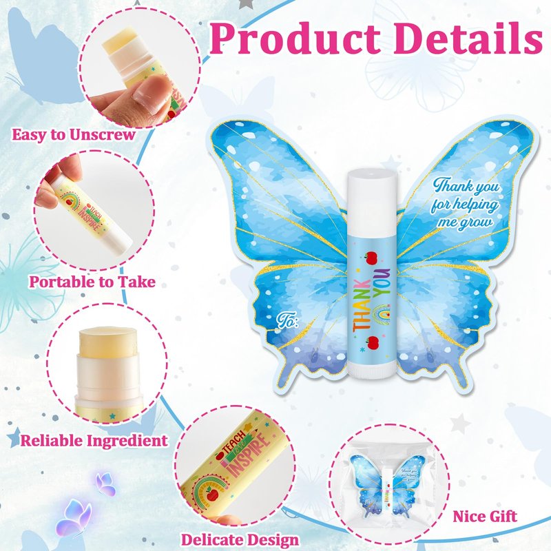 30 Pack Teacher Employee Appreciation Gifts Bulk Lip Balm Thank You for Being My Teacher Moisturizing and Nourishing Lip Care Set for Graduation Teacher’s Day Retirement Birthday Party Supplies
