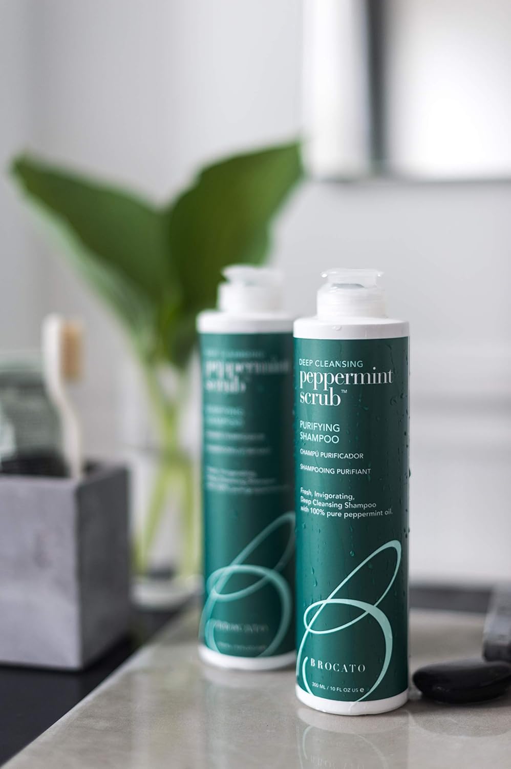 Brocato Peppermint Scrub Shampoo - Deep Cleansing 32 Oz | Invigorating Formula with Pure Peppermint Oil for Oily to Normal Hair