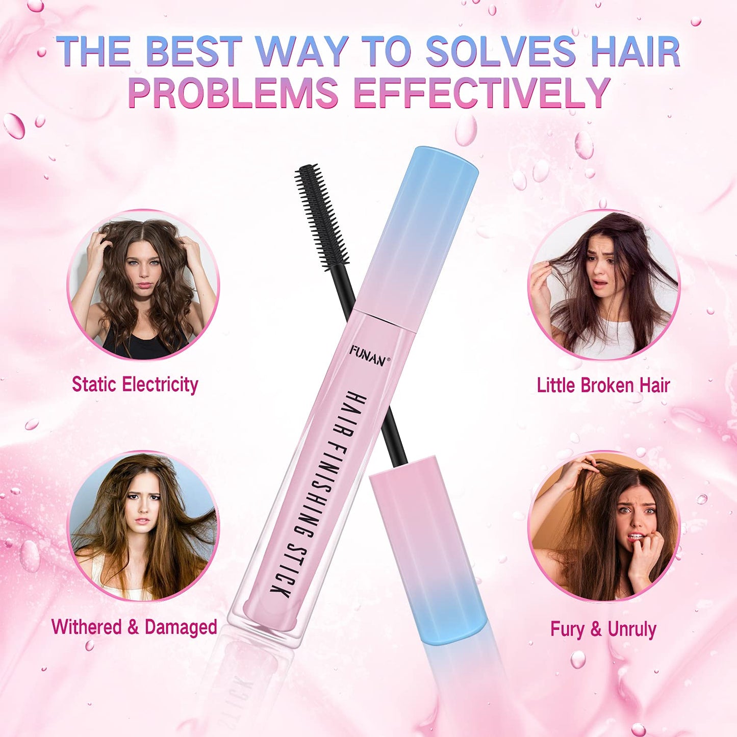 SUOFEIYA Hair Finishing Stick, Flyaway Feel Stick Hair, Small Broken Hairs Finishing Cream, Non-Greasy and Non-Sticky (2 Pack)