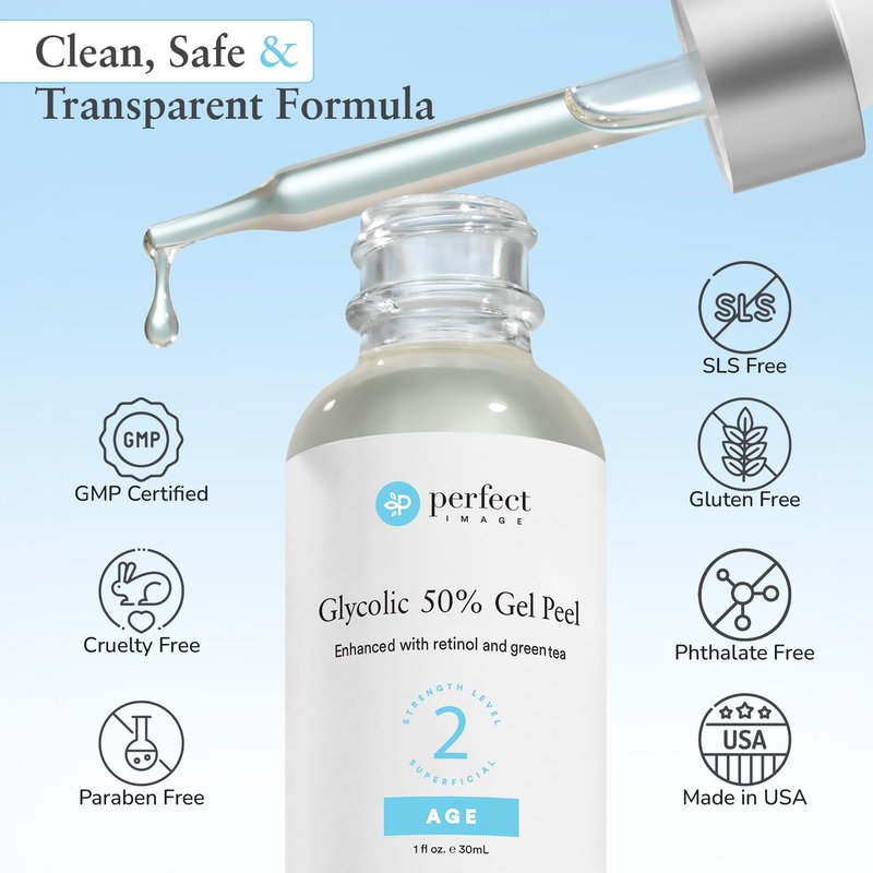 Glycolic Acid 50% Gel Peel - Enhanced with Retinol & Green Tea Extract (Professional Skin Peel)1 ounce
