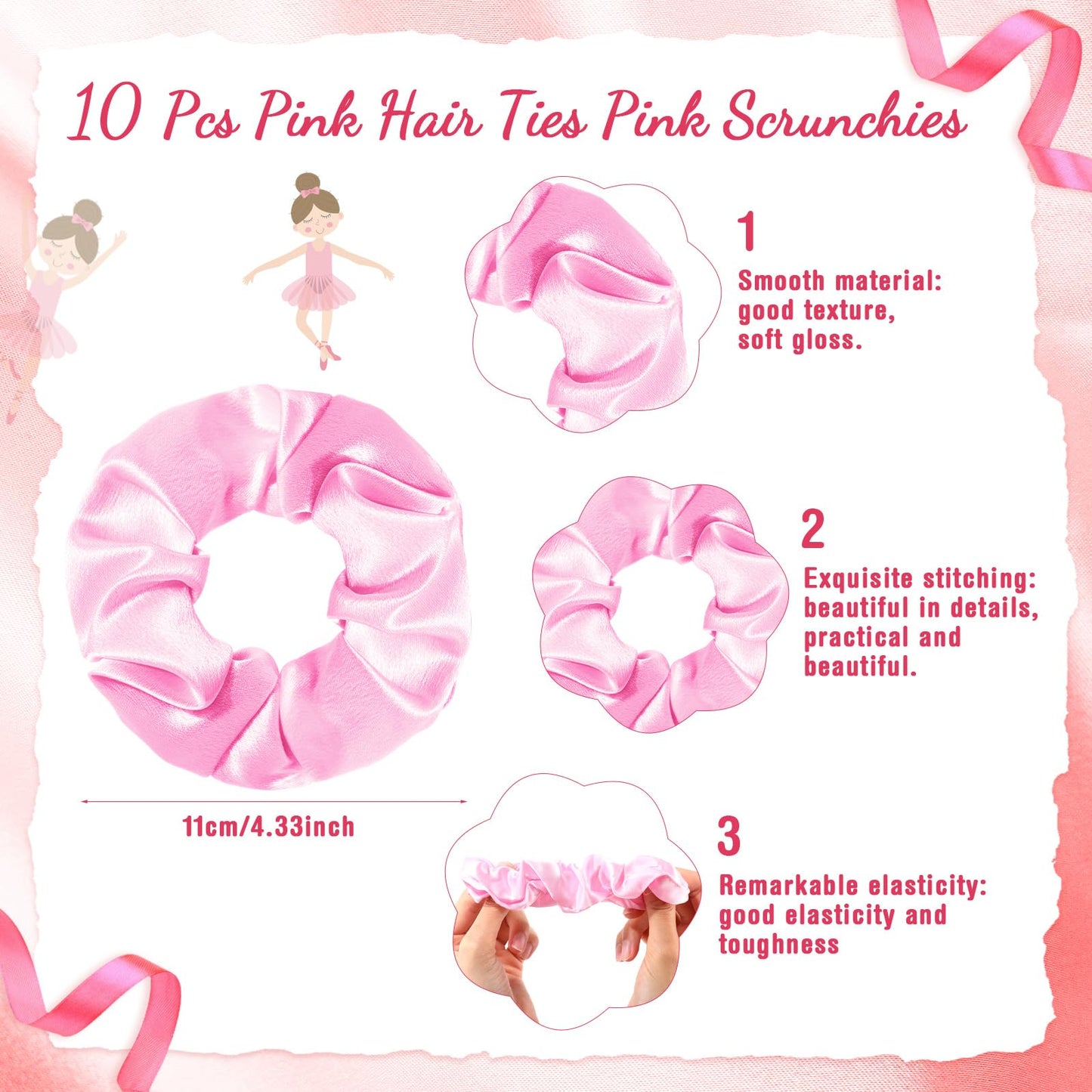 Shellwei 30 Pcs Ballerina Party Favors Include 10 Velvet Hair Scrunchies 10 Portable Comb 10 Ballet Thank You Cards Dance Recital Gifts for Summer Ballet Birthday Party Favors(Pink)