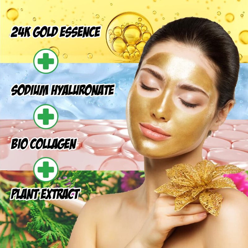 Nielies 24K Collagen Facial Mask (15 PCS) Anti Wrinkle, Firm Skin & Hydrating Skin Anti Aging, Puffiness, Mask for Revitalizing
