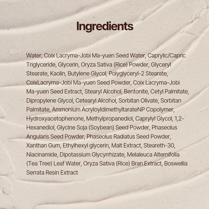 DOAEL Yulmu Radiant Clay Mask 120g 4.23 oz Coix (Job’s Tears) Seed Grain, Removes Blackhead and Whitehead, Pore Care, Dry Skin & Sensitive Skin, Korean Skincare, Vegan Certified,