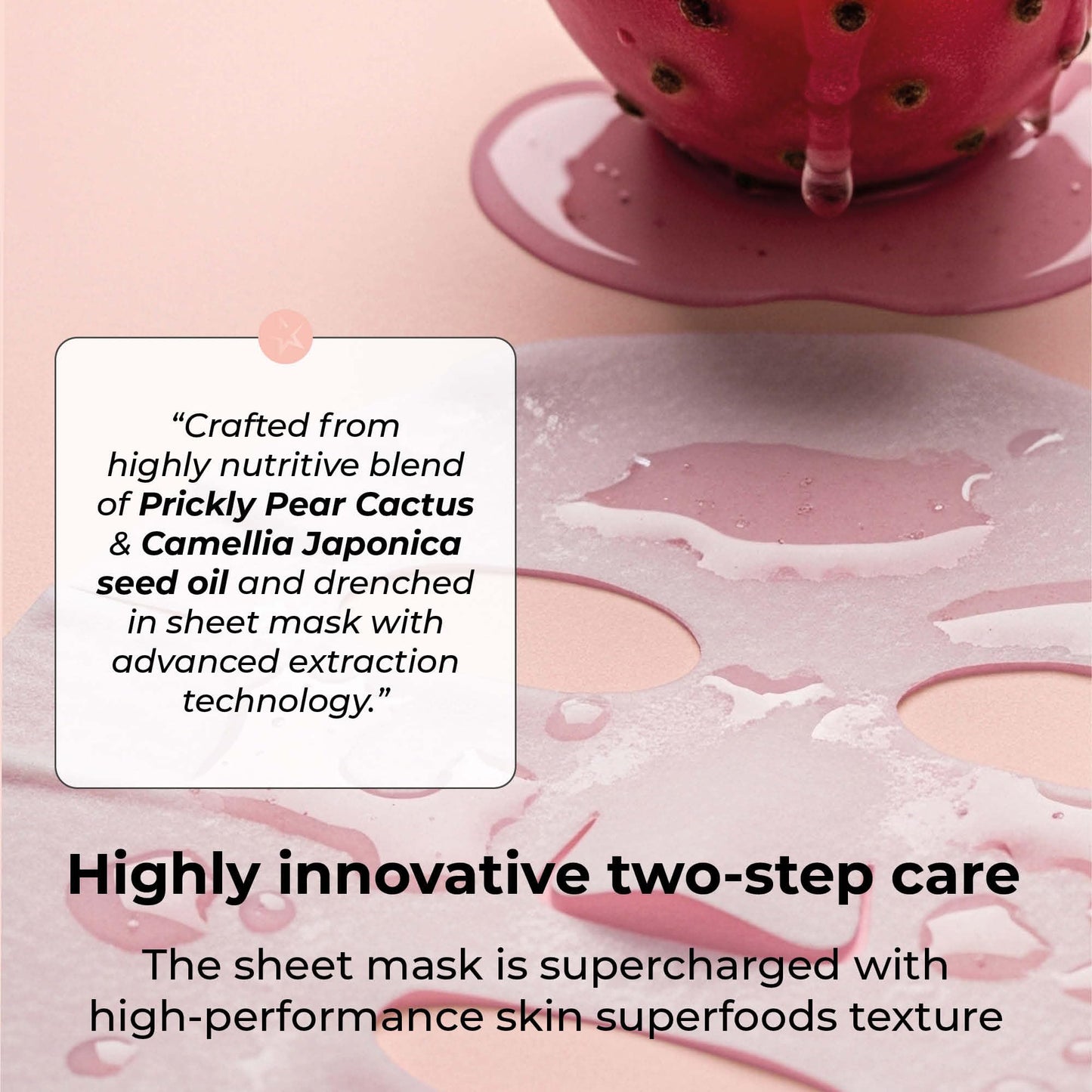 STARSKIN Orglamic Pink Cactus 2-Step Sheet Mask 4x25g, Hydrating & Firming Face Mask for all Skin Types, Revitalizing and Nourishing with Tumeric and Camellia Oil, K Beauty Skincare