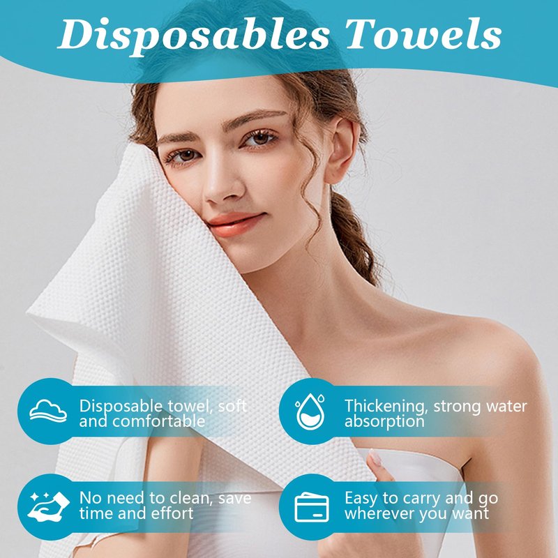 100Pcs Disposable Towels, Ultra Soft, Quick Dry 19.7" x 27.6" Disposable Hair Towels Spa Salon Towel, Portable Body Towel Disposable for Massage Beauty Hotel Camping Travel Gym