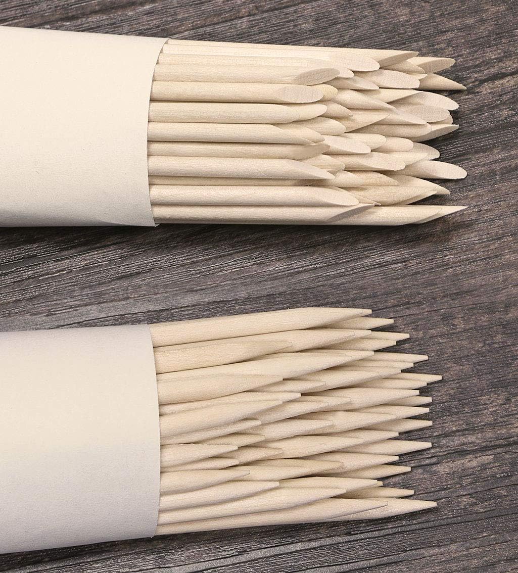Onwon 1000 Pieces Orange Wood Sticks - Double Sided Nail Art Multi-Functional Cuticle Pusher Remover, Clean Nail Polish - 110mm Pointed End & Flat End Manicure Pedicure Tool