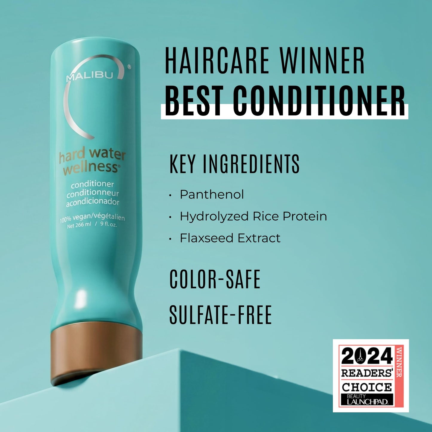 Malibu C Hard Water Wellness Hair Conditioner - Sulfate Free Conditioner that Increases Moisture & Shine - Protects Hair from Waterborne Elements (9 oz)