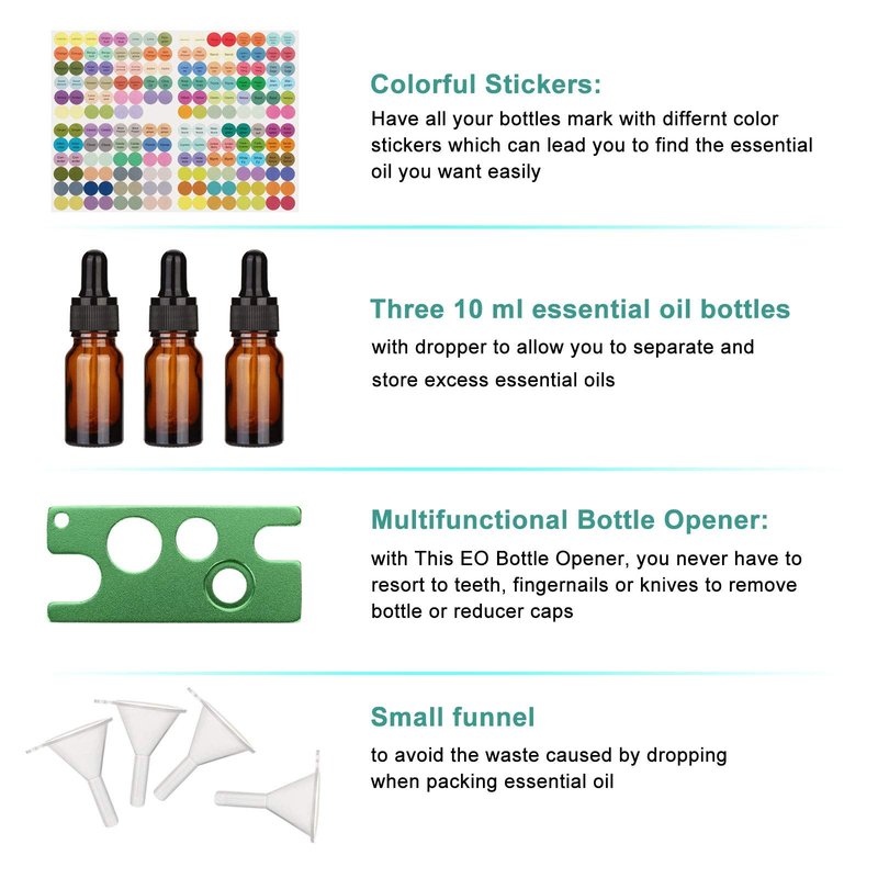 FITNATE 70 Bottles EVA Essential Oil Case Shockproof, Waterproof and Durable, Holding up to 5/10/15 ml Bottles, Essential Oils Travel Case with Bottle Opener, Colorful Stickers and Funnel