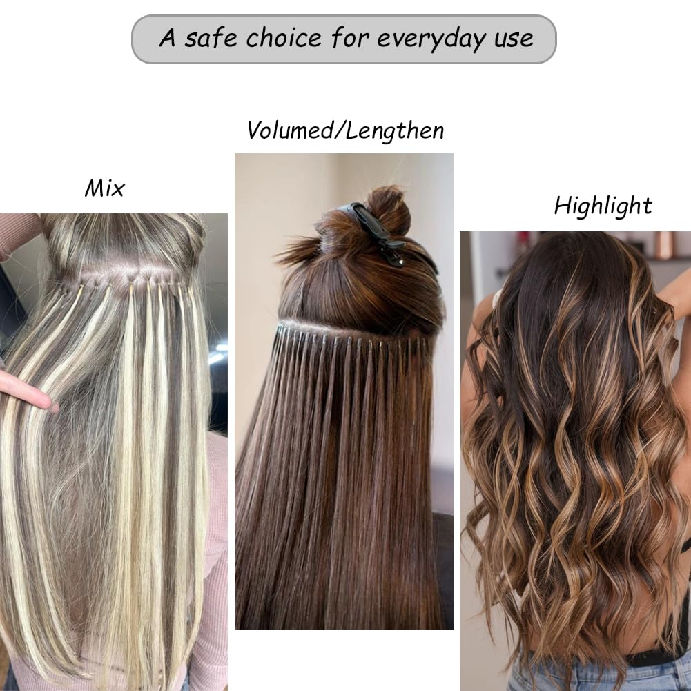 Saisifen Micro Loop Hair Extensions #33 Copper Brown Human Hair Bulk (50 Strands,1g/Strands) Micro Link Human Hair Extension for Women 16 Inches (40cm)