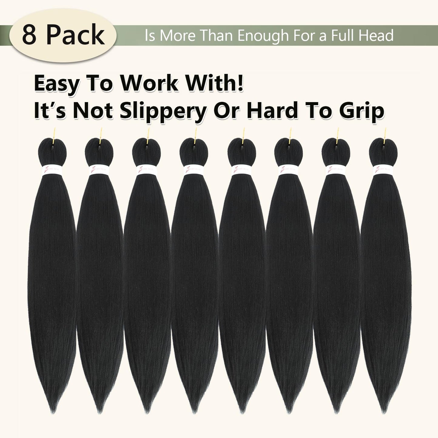 Braiding Hair Pre Stretched 36 Inch 8 Packs Long Braiding Hair Extension Pre Stretched Braiding Hair Professional Synthetic Hair For Braiding Hot Water Setting Soft Yaki Texture(36", 1B-8P)