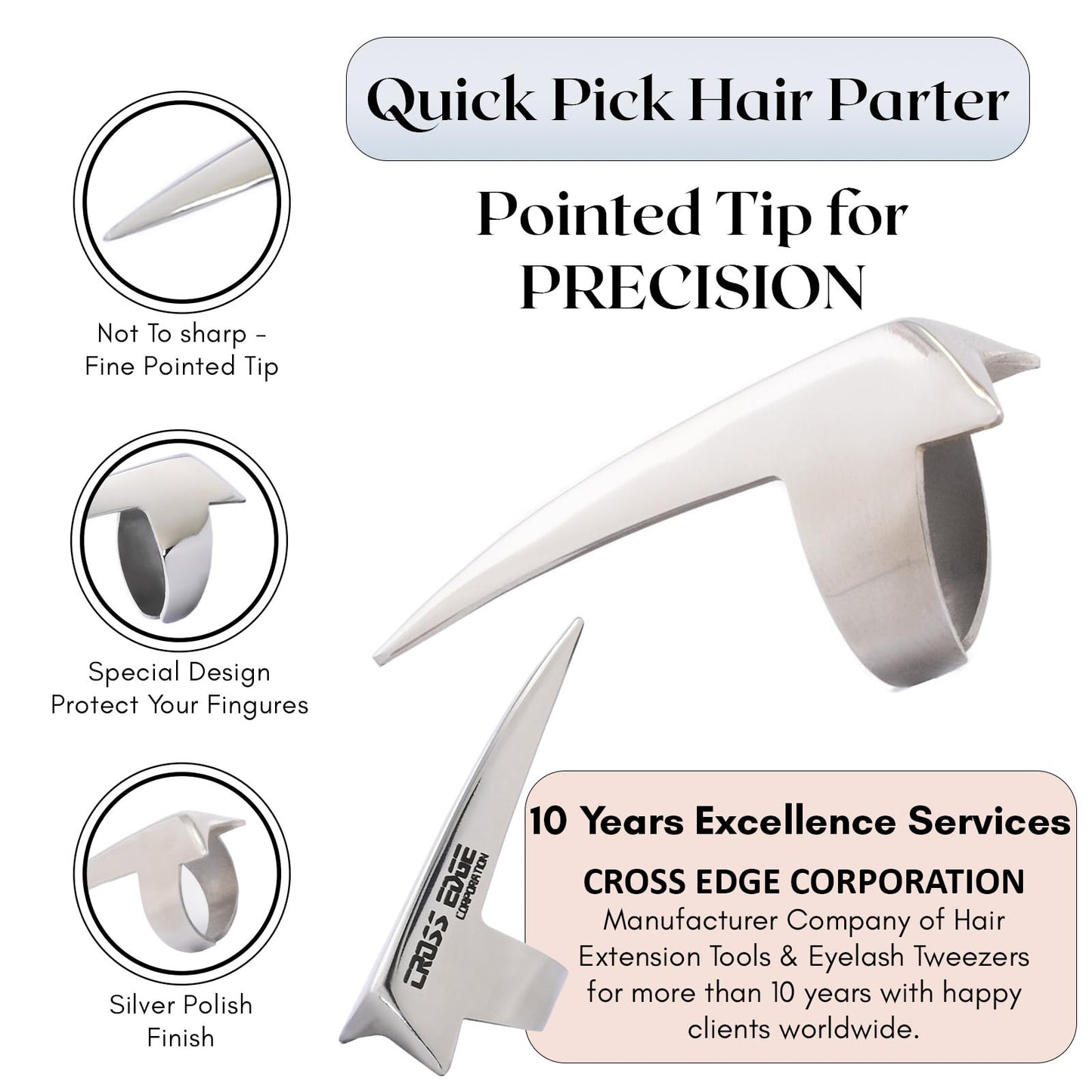 Silver Professional Hair Extension Tools Kit - Complete Set with Microbeads Crimping Plier, Micro Ring & Tape-in Remover Plier, Hair Parting Tool, Bead Loop & Needle Pulling Hook