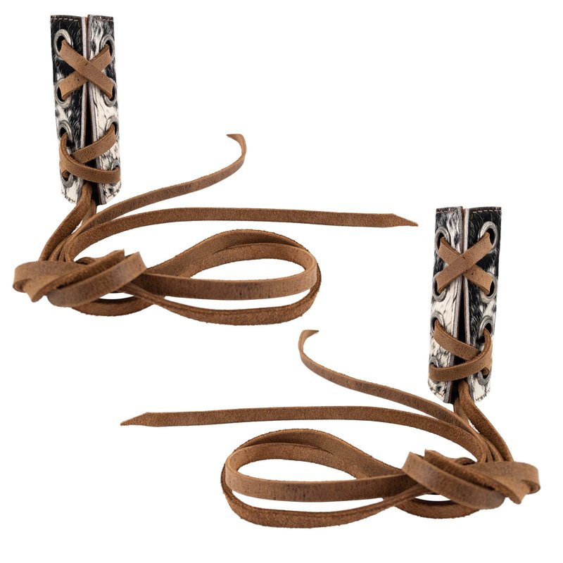 Western Leather Works, Hair Ties (2 Pack) Handmade from Full Grain Leather, Ponytail, Braid Holder, Wraps, Long Hair Accessories - Furry