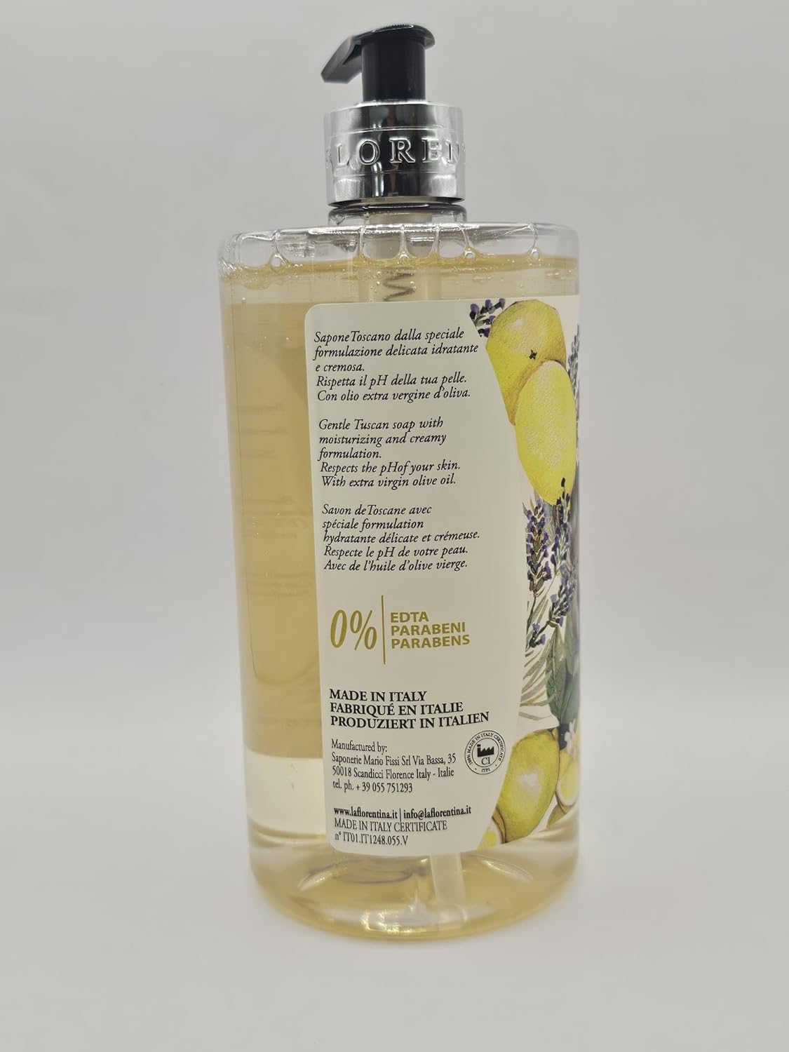 Lemon Lavender Hand Wash - 25.3 Fl Oz | Made in Italy, Refreshing & Hydrating Formula