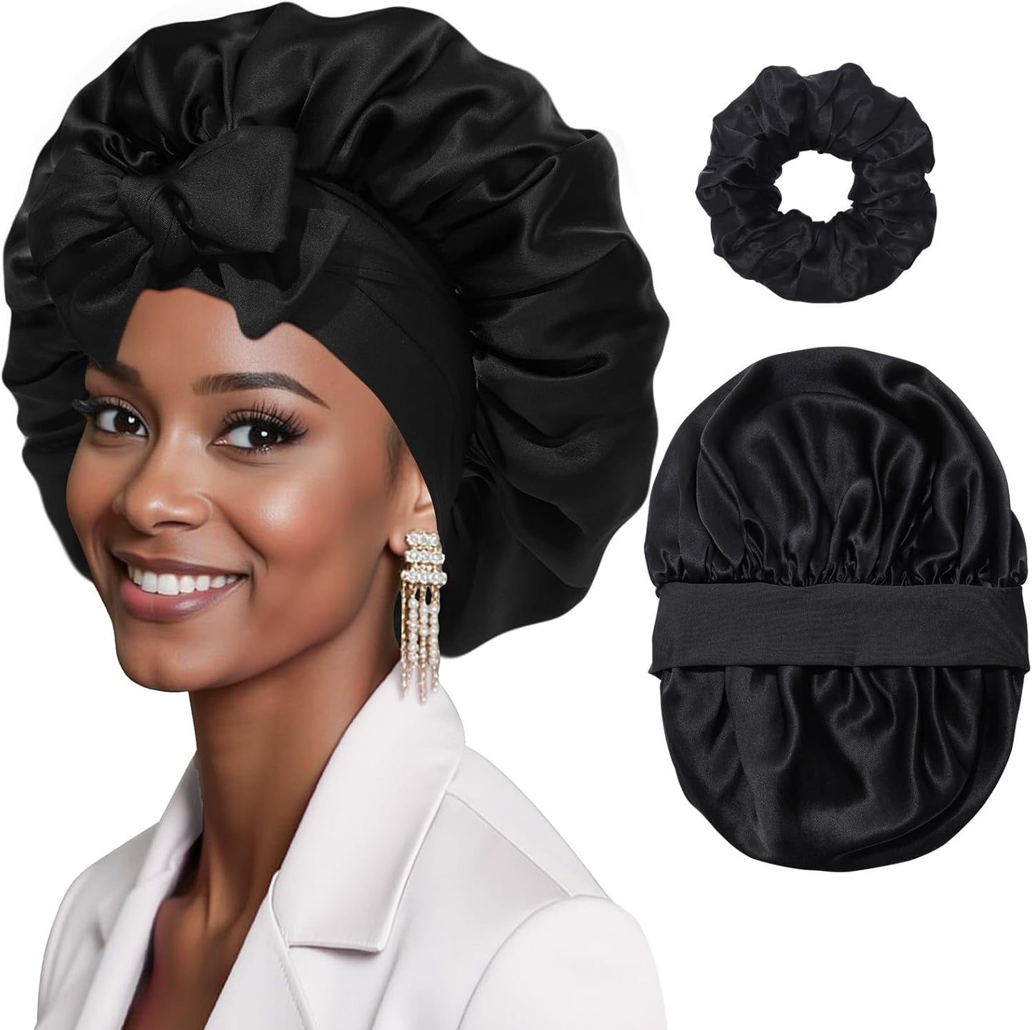Mulberry Silk Sleep Bonnet for Women - Double Layer Reversible Hair Wrap | Curly Hair Protection