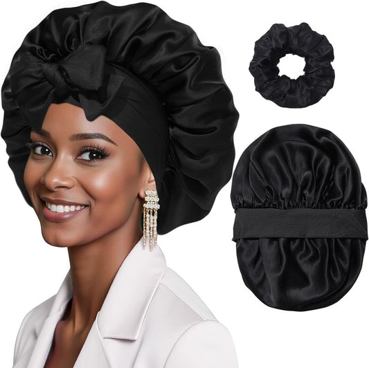 Mulberry Silk Sleep Bonnet for Women - Double Layer Reversible Hair Wrap | Curly Hair Protection