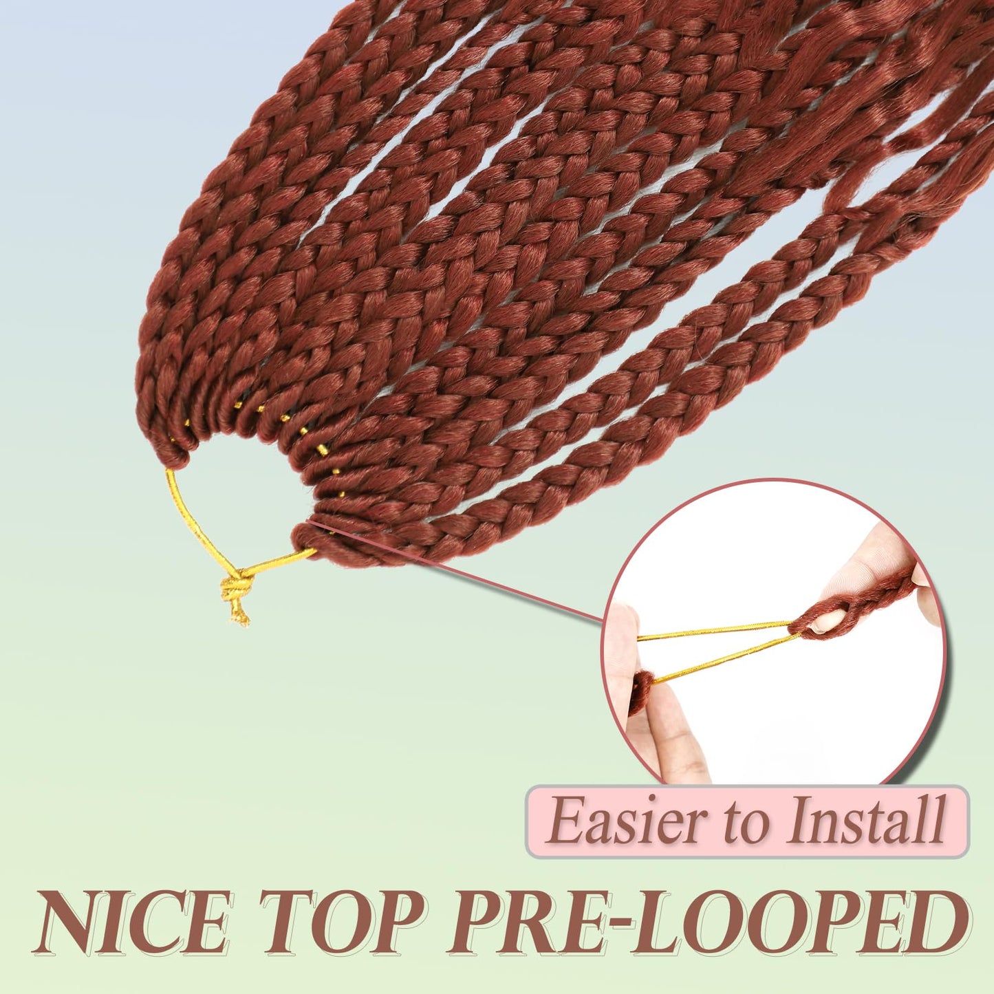 Miuric Boho Box Braids Crochet Hair for Black Women 24 Inch 7 Packs Goddess Box Braids Crochet Hair Pre-Looped with Curly Ends Reddish Brown Bohemian Synthetic Briading Hair Extensions