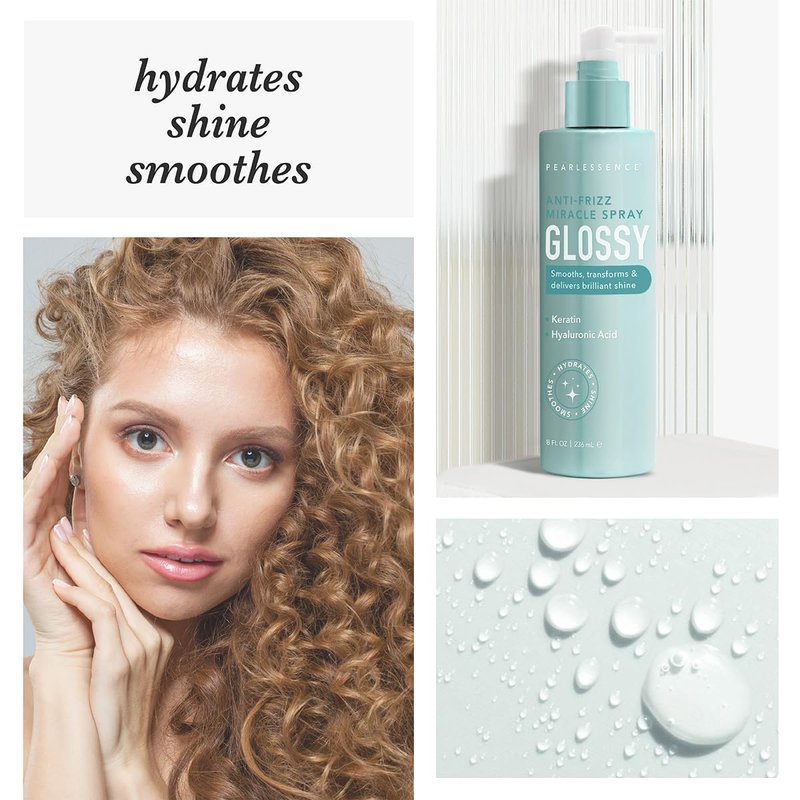 Anti-Frizz Miracle Spray - Hydrating Leave-In Shine Mist with Keratin & Hyaluronic Acid | Smooths & Softens, 8 Fl Oz
