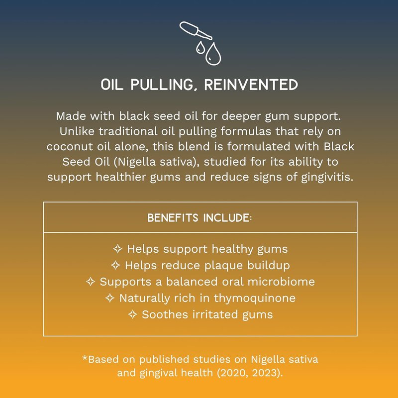 Black Seed Pulling Oil - Natural Coconut & Peppermint Blend for Whiter Teeth & Fresh Breath | 8 Oz, Alcohol-Free