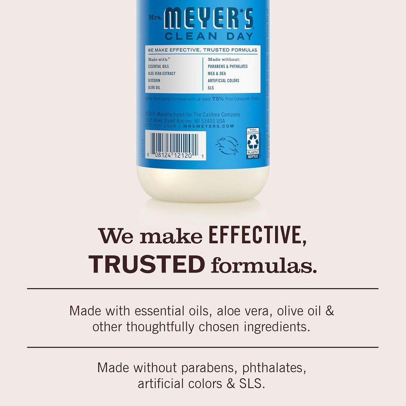 Mrs. Meyer's Clean Day Liquid Hand Soap - Blueberry Scent, 12.5 Fl Oz | Pack of 6 Bottles