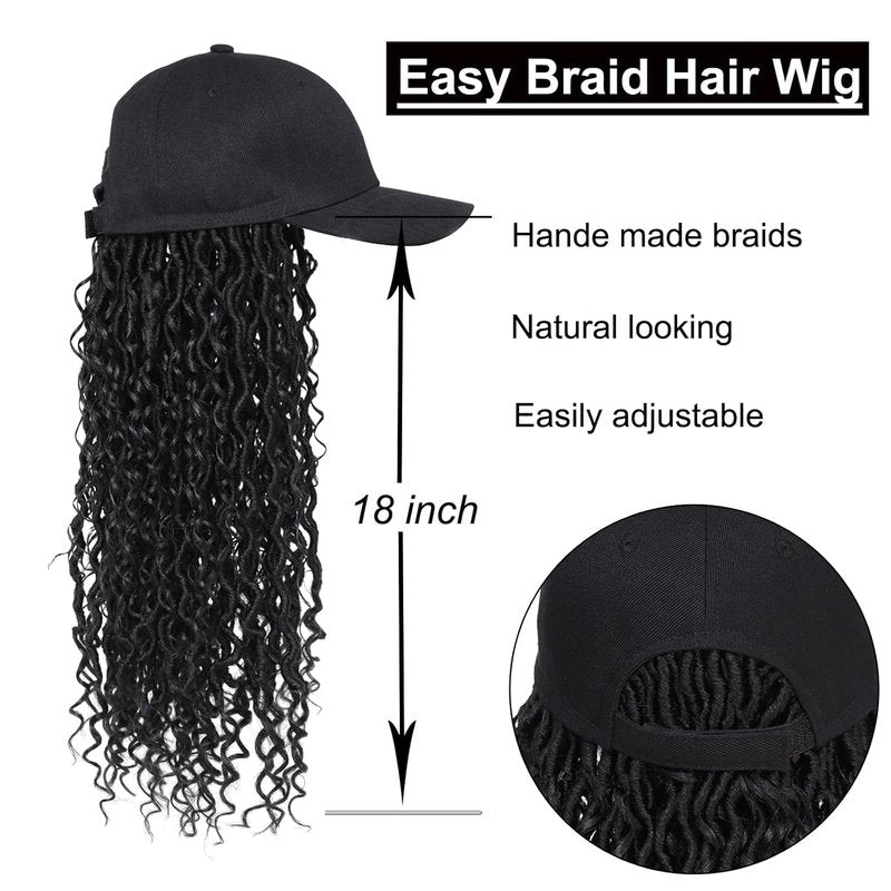 Goddess Faux Locs Wig - Curly Ends Synthetic Crochet Braids | 18-Inch Black Cap