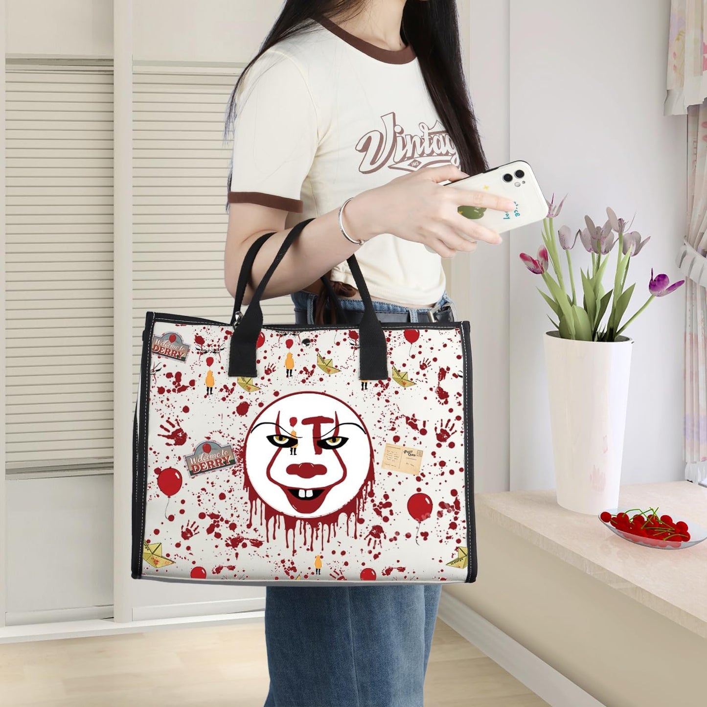 Horror Clown Makeup Bag - Zipper Pouch for Cosmetic Storage | Perfect Gift for Horror Movie Fans