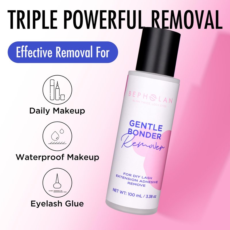 BEPHOLAN Cluster Lash Glue Remover 100ml, DIY Eyelash Extension Remover, Bond & Seal Adhesive Self Use, for Sensitive Eyes, Eye Makeup & Mascara Remover