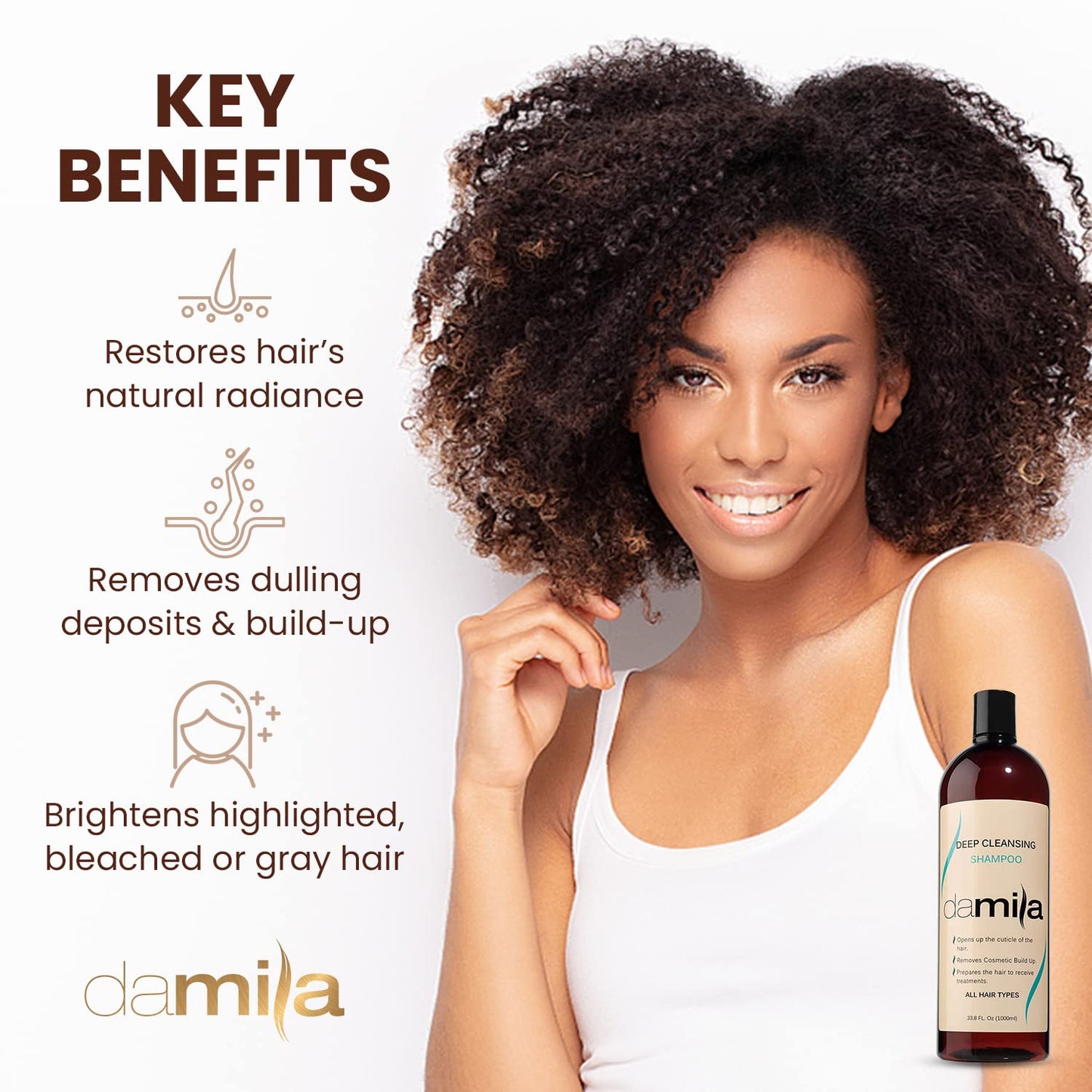 damila Deep Cleansing Shampoo - Clarifying Shampoo For All Hair Types - Degreases, Removes Residue and Product Build Up - Prepares Hair for Keratin Hair Treatment (4 Fl Oz)