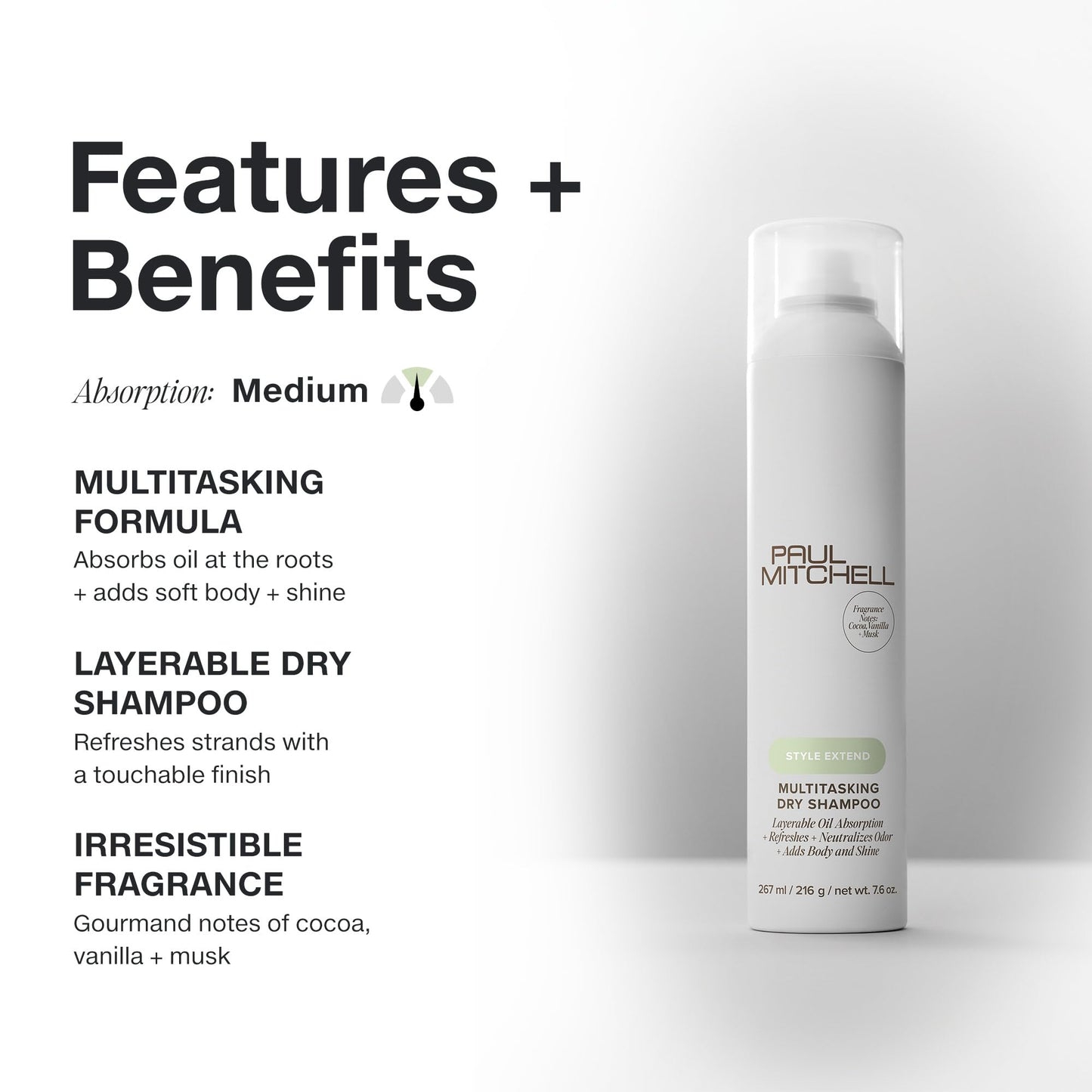 Paul Mitchell Multitasking Dry Shampoo, Refreshes + Adds Body, For All Hair Types, 7.6 oz