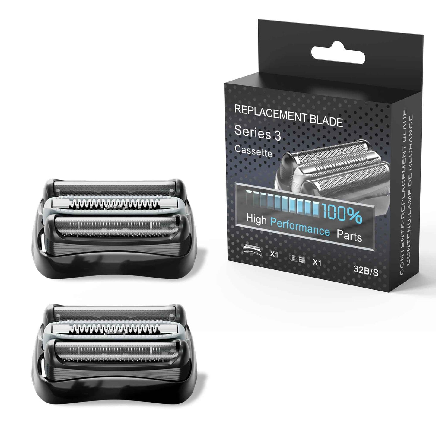 KIONCARE 2 Pack 32B 21B Shaver Replacement Head Accessories for Braun Series 3 S3 3040s 3010s 310s 3000s 3050cc 3080s 390cc