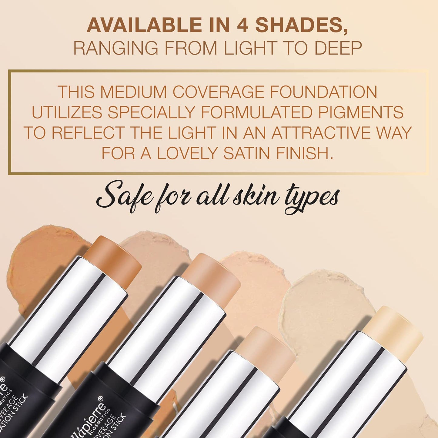 bellapierre Mineral Foundation Stick | Full Coverage Matte Finish | Cruelty Free | Non-Toxic and Paraben Free | Compact Tube - 0.35 Oz - Medium