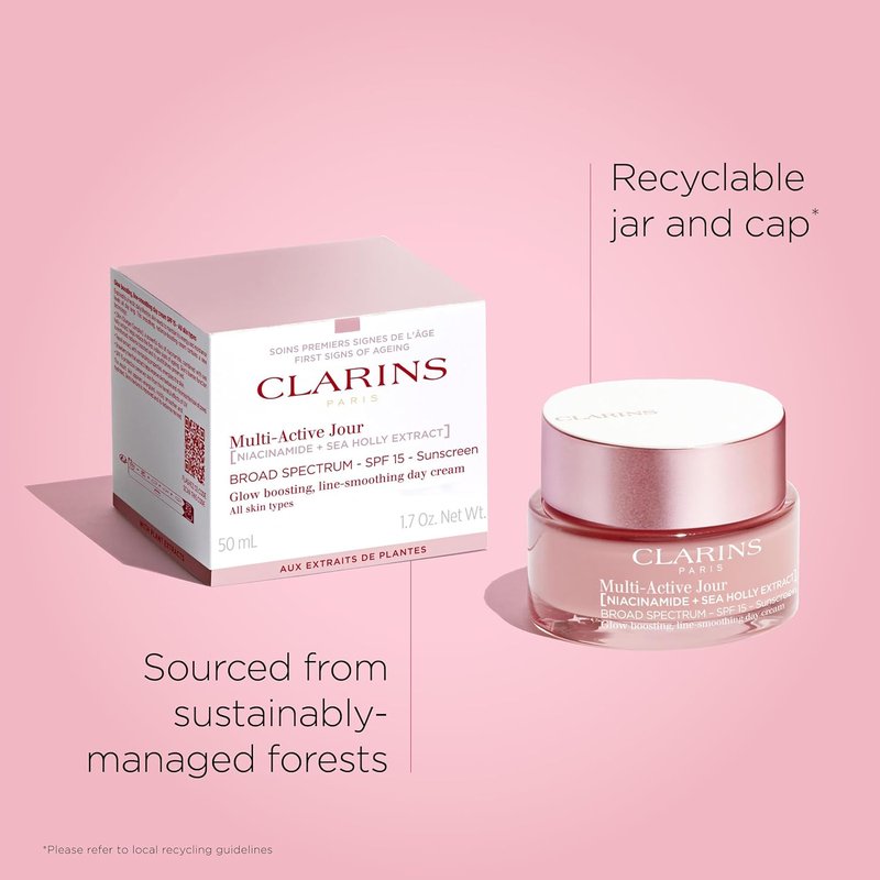 Clarins Multi-Active Day Cream SPF 15 - Niacinamide Formula to Smooth Fine Lines & Tighten Pores | 1.7 Oz