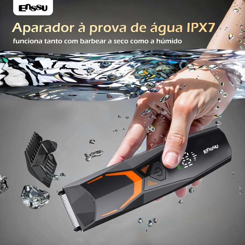 ENSSU Manscape Body Hair Trimmer for Men with LED Light for Balls/Pubic/Groin/Legs/Chest, IPX7 Waterproof Body Groomer with Ceramic Blade, Fast Charging Shaver for Wet or Dry Use