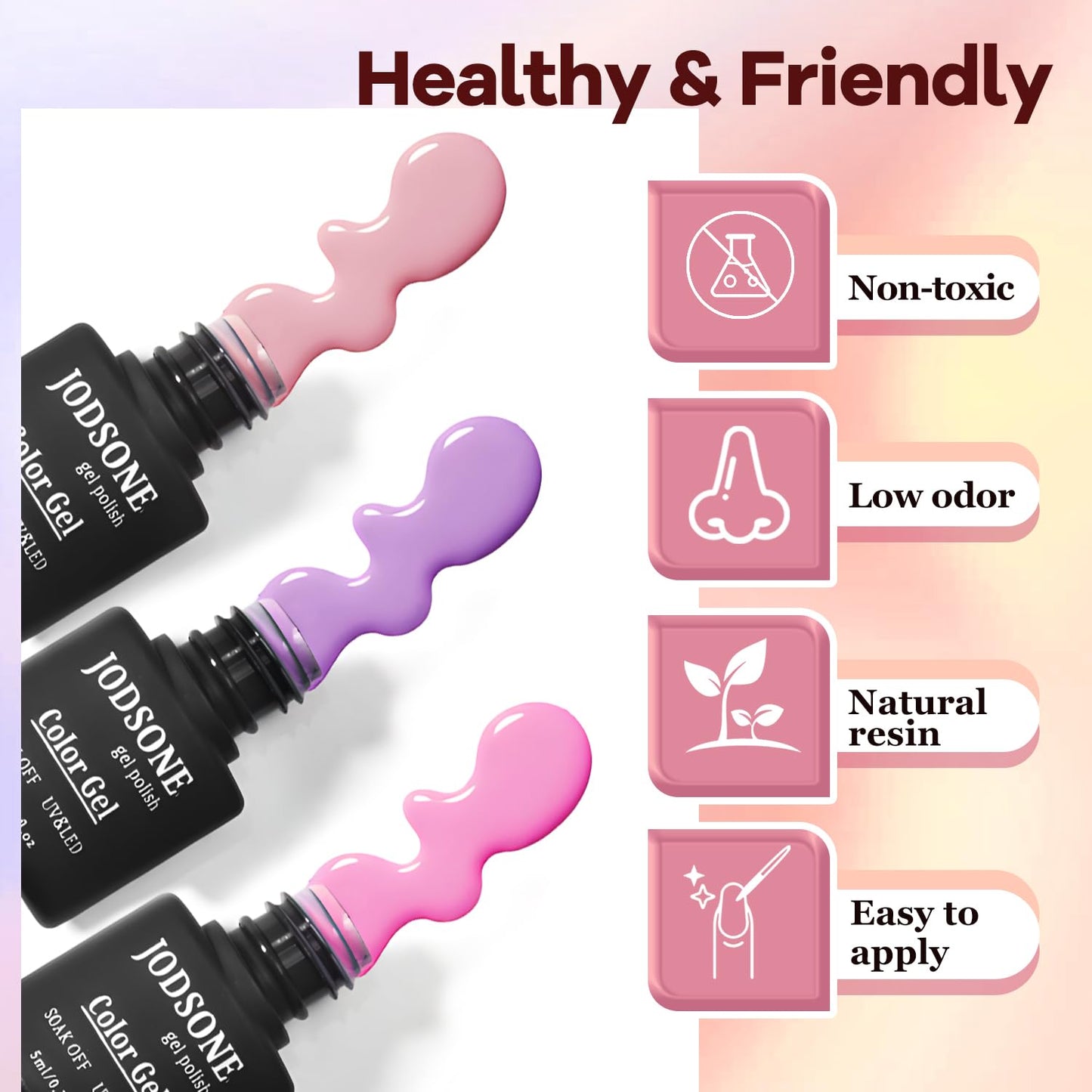 JODSONE Gel Nail Set 20+3 Colors High Shine Gorgeous Gel Polish Base Top Matte Coat Nice Gifts Show Charm