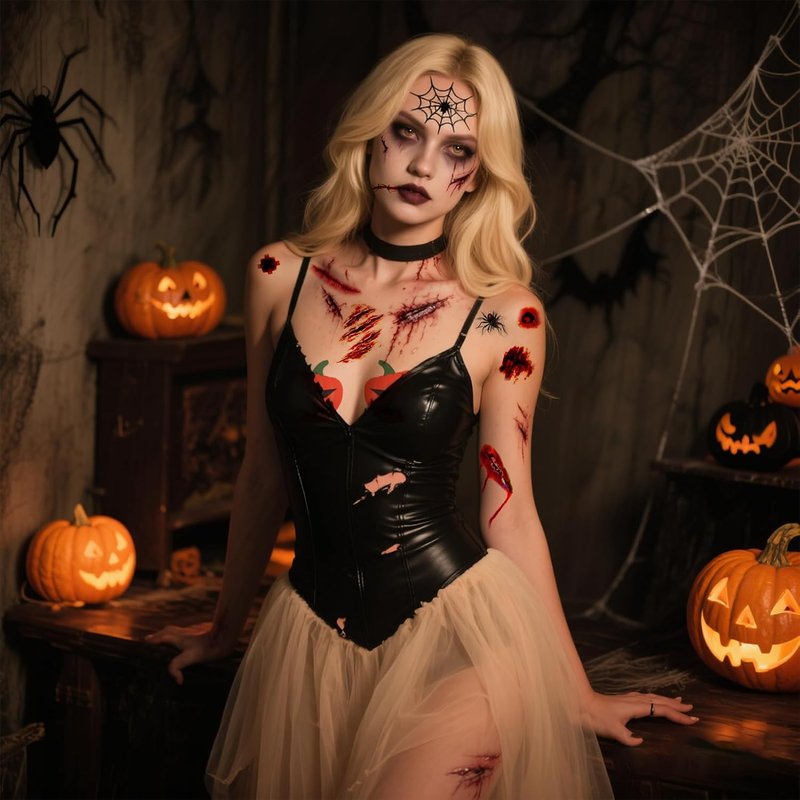 Halloween Nipple Covers - 8 Pairs of Bat, Skeleton & Pumpkin Pasties | Latex-Free Body Adhesive for Rave & Cosplay