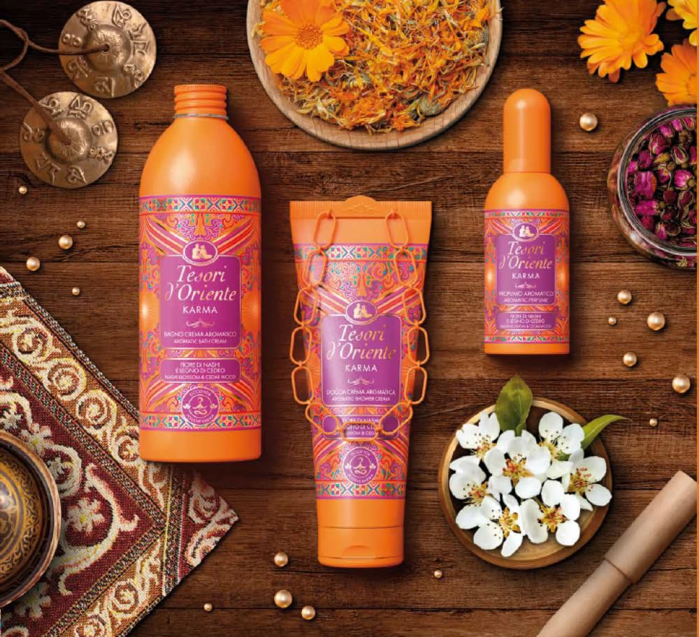 Tesori d'Oriente Karma Aromatic Body Wash with Nashi Flower and Cedar Wood 500 ml, 16.9 Fl Oz made in Italy [italian import]