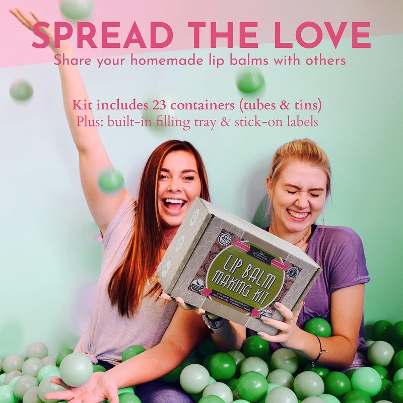 DIY Gift Kits Lip Balm Making Kit - DIY Self-Care Craft Kits - Lip Balm Equipment with Mica & Tubes - DIY Homemade Products with Shea & Coconut Butter - 73-Piece Set, Lime & Rose, Assorted