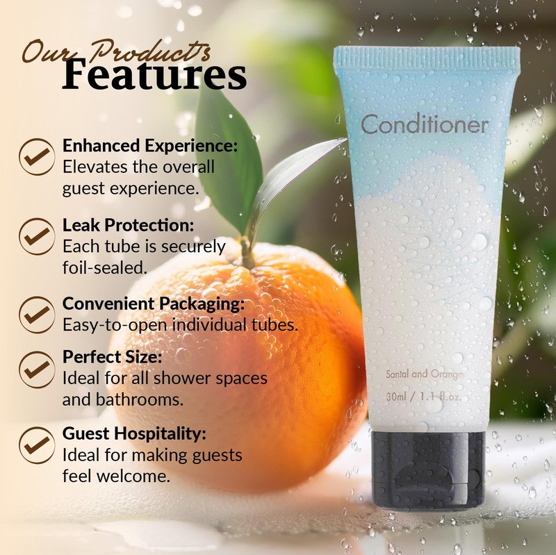 NISGUR Double Sealed Hotel Conditioner Bulk 100 Pack Individually Wrapped Travel Size Conditioner Aloe and Green Tea Extract Infused Hotel Supplies and Toiletries for Guest