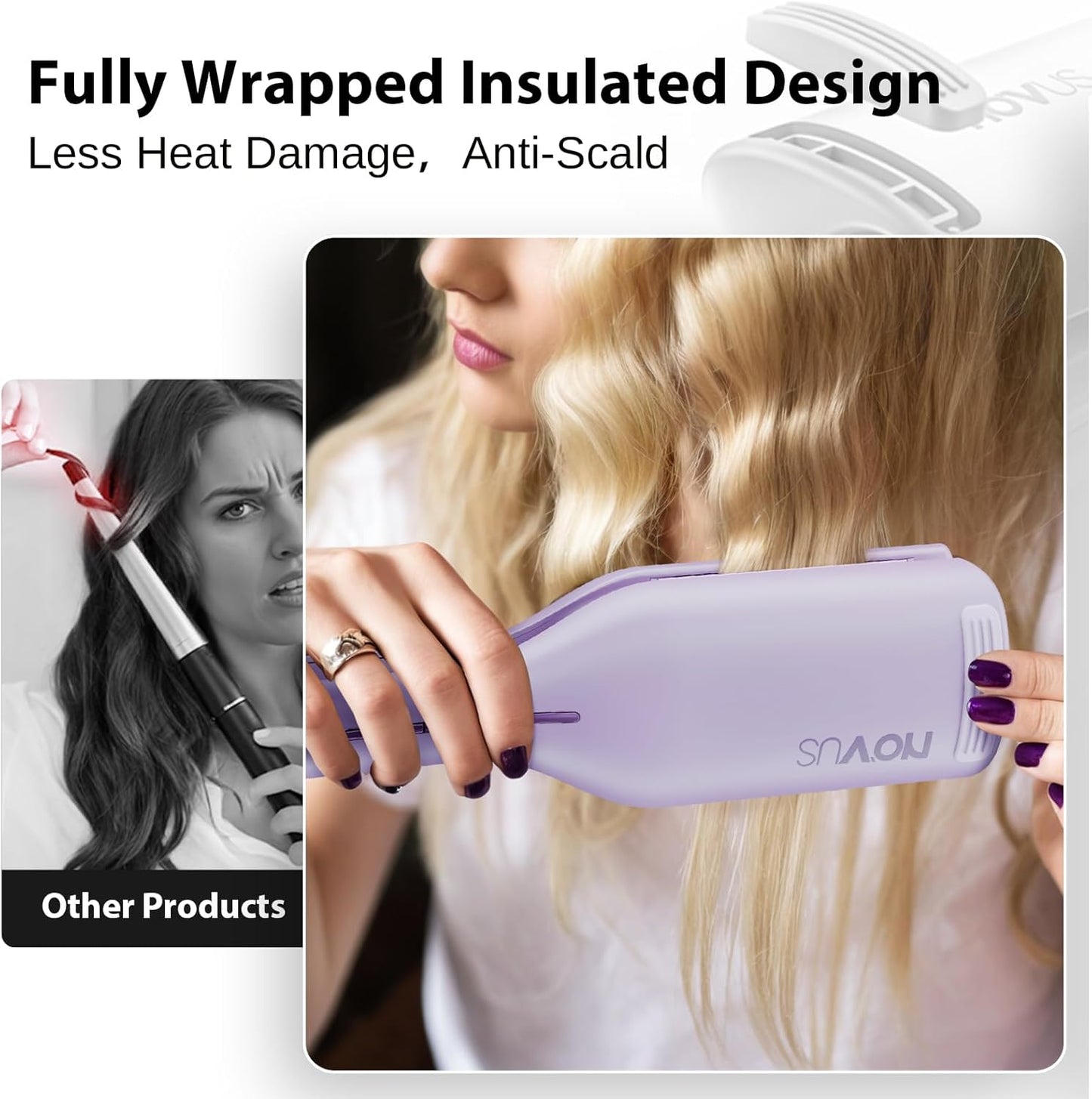 Waver Hair Tool | NOVUSPRO Ionic Hair Crimper & Wave Curling Iron for All Hair Types - Adjustable Temps & Anti-Scald (1.4")