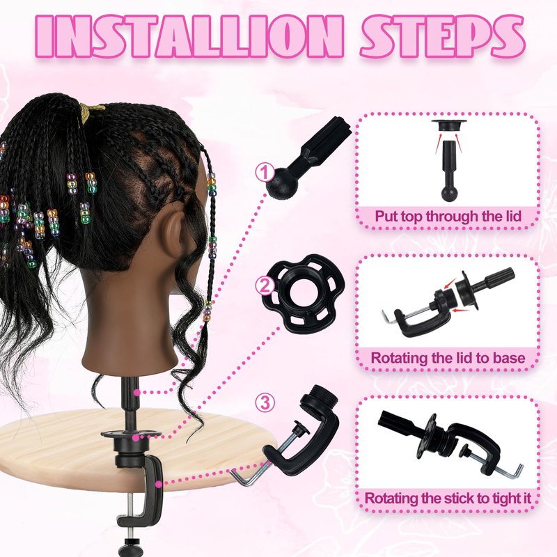 Mannequin Head Human Hair with 100% Real Hair Cosmetology Manikin Doll Head for Hair Styling 18" Mannequin Head for Braiding with Tripod Stand and Tools (Natural Black)