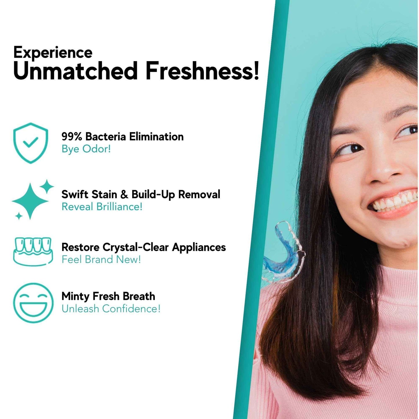 Retainer & Mouth Guard Cleaner Tablets - Mint Flavor Retainer Cleaner Tablets & Invisalign Cleaner - Denture Cleaning Tablets, Denture Cleaner, Aligners, Night Guard, Mouthguard Cleaners - 150 Count