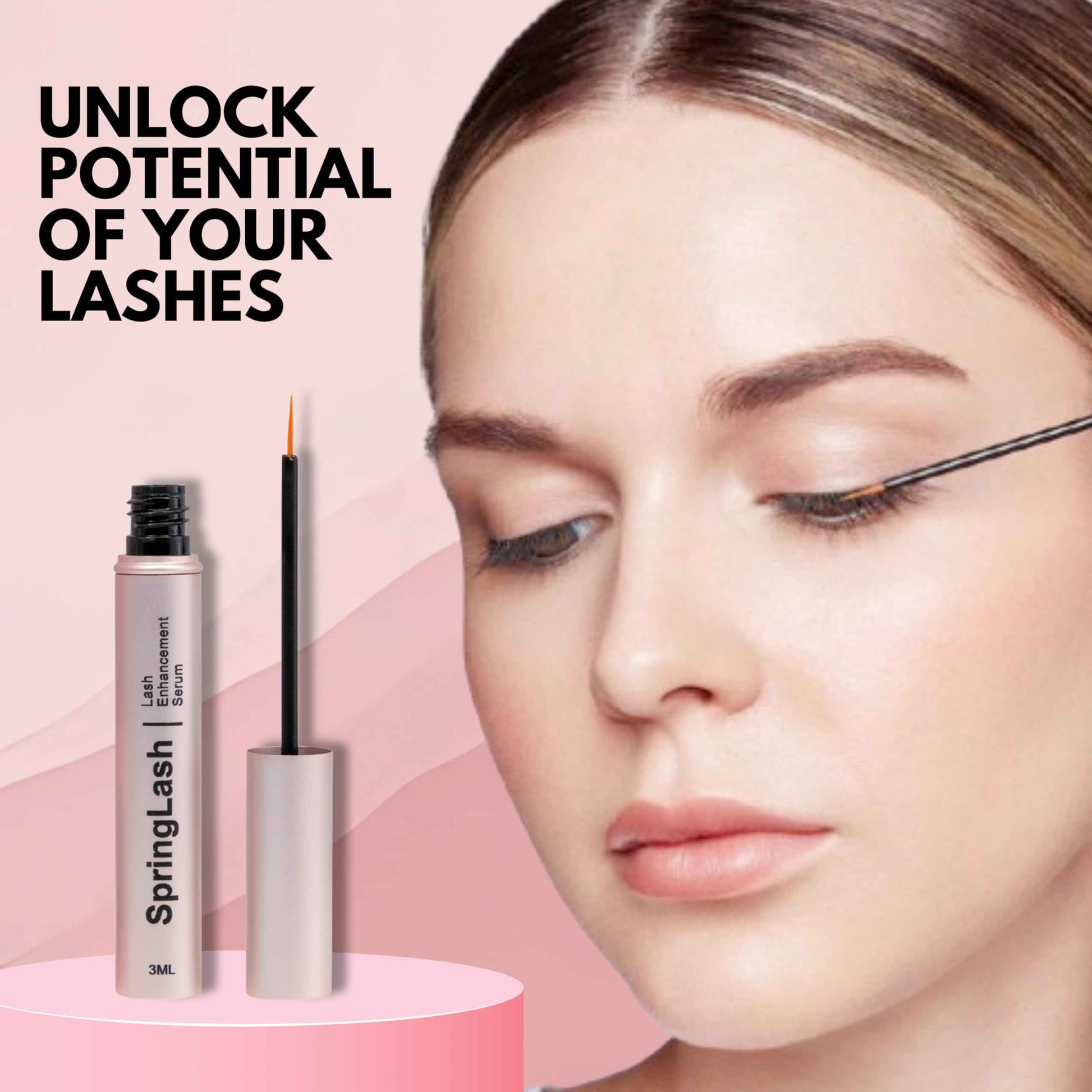 SpringLash - Eyelash Enhancement Serum with BIOTIN - Lash Enhancer For Longer, Fuller Eyelashes - Organic & Vegan Eyelash Enhancer - Cruelty Free - Eyelash & Eyebrow Conditioner [0.10 fl. oz/3ml]