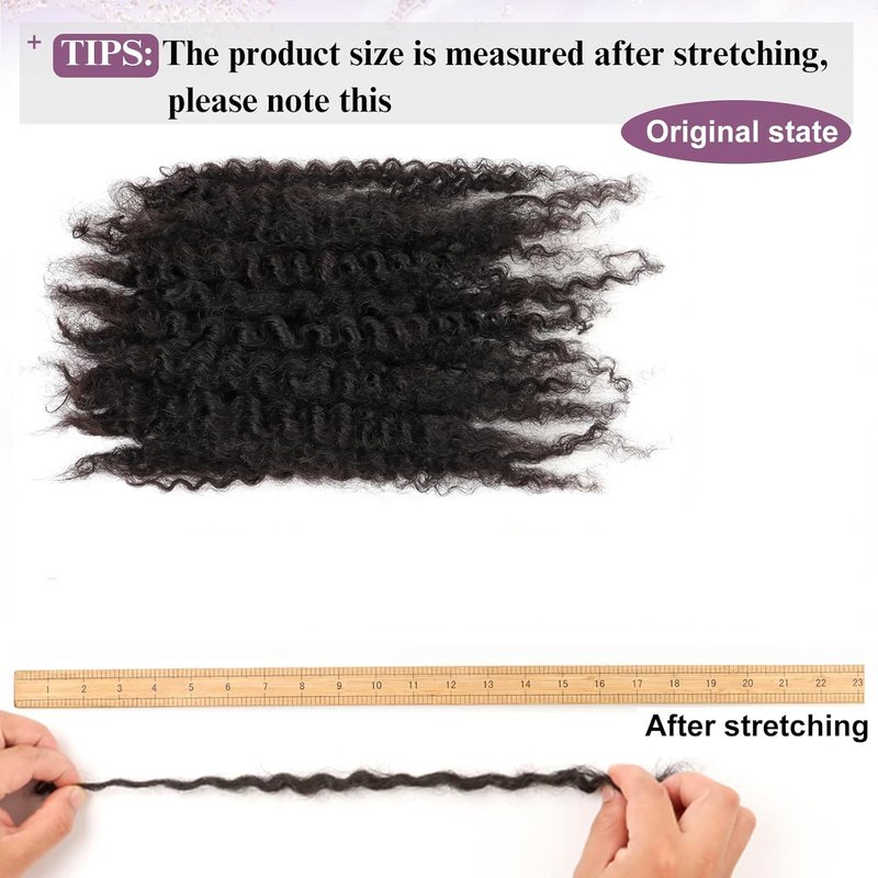 Afro Kinky Bulk Human Hair - 18 Inch 50g for Micro Locs & Mini Kinky Twists | Natural Black Dreadlock Extensions