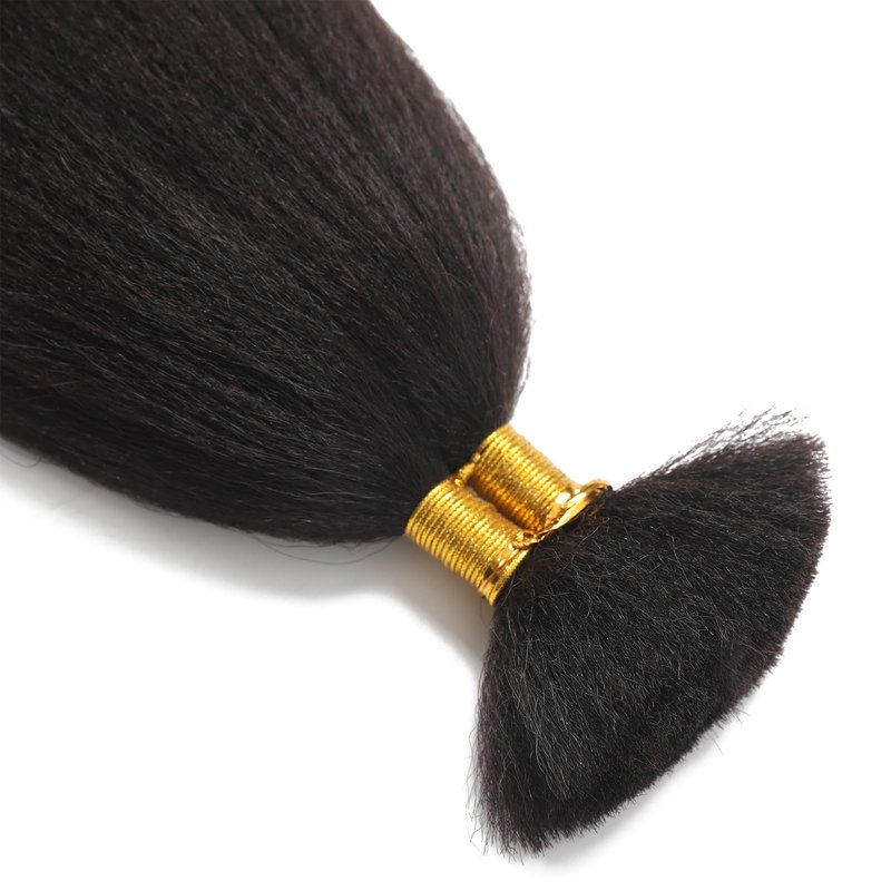 Human Braiding Hair for Boho Braids Human 100g 22 Inch Kinky Straight Bulk Human Hair Yaki Straight Bulk Hair Extensions for Black Women Bohemian 1 Bundles/Pack Natural Color